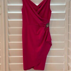 Alex Evenings Side-Ruched Cocktail Dress, Fuchsia, Size 10